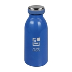 Doppelwandige Edelstahlflasche mit Logo bedrucken, 350 ml farbe blau Ansicht mit Druckbereich