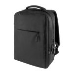 Laptop-Rucksack aus RPET-Polyester mit USB-Anschluss und Koffergurt farbe schwarz erste Ansicht