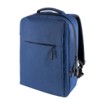 Laptop-Rucksack aus RPET-Polyester mit USB-Anschluss und Koffergurt farbe blau erste Ansicht