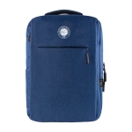 Laptop-Rucksack aus RPET-Polyester mit USB-Anschluss und Koffergurt farbe blau Detailbild 2