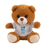 Plüschtier-Teddybär mit bedruckbarem Kapuzenshirt farbe weiß Ansicht mit Druckbereich