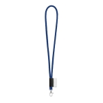 Röhrenförmigs Lanyard mit druckbarem Etikett in Vollfarbe farbe blau