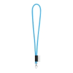 Röhrenförmigs Lanyard mit druckbarem Etikett in Vollfarbe farbe hellblau