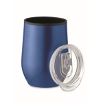 Doppelwandiger Trinkbecher aus Stahl mit transparentem Deckel, 350 ml farbe blau