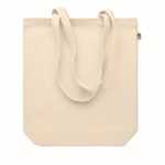 Stabile Tasche aus Bio-Canvas mit Bodenfalte mit Logo, 270 g/m2 farbe beige dritte Ansicht