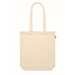 Stabile Tasche aus Bio-Canvas mit Bodenfalte mit Logo, 270 g/m2 farbe beige vierte Ansicht