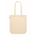 Stabile Tasche aus Bio-Canvas mit Bodenfalte mit Logo, 270 g/m2 farbe beige fünfte Ansicht