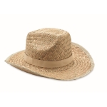 Sonnenhut aus natürlichem Stroh im Cowboystil mit Polyester-Band farbe beige