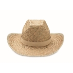 Sonnenhut aus natürlichem Stroh im Cowboystil mit Polyester-Band farbe beige zweite Ansicht