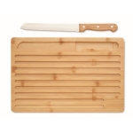 Bedruckbares Holzbrett-Set mit Brotschneidemesser farbe holzton dritte Ansicht