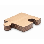 Bedruckbares Untersetzerset bestehend aus 4 Puzzleteilen farbe holzton dritte Ansicht