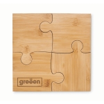 Bedruckbares Untersetzerset bestehend aus 4 Puzzleteilen farbe holzton Hauptansicht