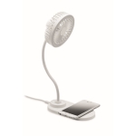 Tischventilator mit LED-Licht und kabelloser Ladestation als Giveaway farbe weiß zweite Ansicht