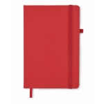 Notizbuch A5 mit Cover aus recyceltem PU und linierten Seiten farbe rot zweite Ansicht