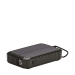 Solar-Powerbank mit Dynamo und LED-Licht in Schwarz, 8.000 mAh Ansicht mit Druckbereich