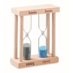 Sanduhr mit 2 unterschiedlichen Zeitanzeigen in 3 und 5 Minuten farbe holzton