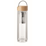 Glasflasche mit Tee-Ei und Bambusdeckel mit Metallbügel, 400 ml farbe transparent