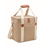 Große Kühltasche aus Canvas mit Tragegurt als Werbegeschenk, 450 g/m2 farbe beige