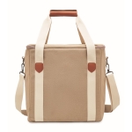 Große Kühltasche aus Canvas mit Tragegurt als Werbegeschenk, 450 g/m2 farbe beige fünfte Ansicht