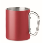 Doppelwandige Metalltasse mit Henkel als Karabiner bedrucken, 300 ml farbe rot