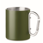 Doppelwandige Metalltasse mit Henkel als Karabiner bedrucken, 300 ml farbe dunkelgrün