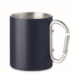 Doppelwandige Metalltasse mit Henkel als Karabiner bedrucken, 300 ml farbe ultramarinblau