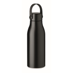 Aluminiumflasche mit Verschluss aus ABS und Silikon-Schlaufe, 650 ml farbe schwarz