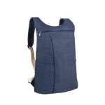 Bedruckbarer Denim-Rucksack mit Vordertaschen und Riemen, 300 g/m2 farbe blau