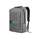 PC-Rucksack aus 300D-Polyester mit Trolley-Gurt bedrucken, 15,6” farbe grau Ansicht mit Logo 4