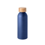 Aluminiumflasche mit Bambusdeckel und mattem Finish, 550 ml farbe marineblau