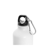 Aluminiumflasche mit matter Oberfläche und Karabiner, 550 ml farbe weiß vierte Ansicht