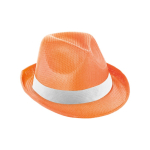 Farbiger Sonnenhut aus Polyester mit weißem bedruckbarem Band farbe orange