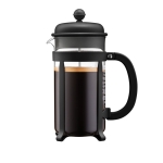 French Press Kaffeekanne aus Borosilikatglas für Kunden bedrucken, 1 L farbe schwarz