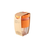 Kleiner Kaffeebecher To Go mit farbigem Band mit Logo, 250 ml farbe orange dritte Ansicht