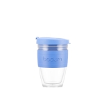 Kleiner Kaffeebecher To Go mit farbigem Band mit Logo, 250 ml farbe hellblau