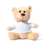 Weicher Plüsch-Teddybär mit weißem bedruckbarem Pullover farbe beige erste Ansicht