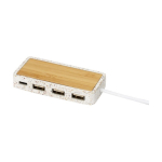 USB Hub aus Terrazzo und Bambus mit 3 Typ A Ports und 1 Typ C farbe natürliche farbe