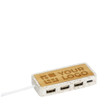 USB Hub aus Terrazzo und Bambus mit 3 Typ A Ports und 1 Typ C Ansicht mit Druckbereich