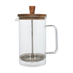 Französische Druck-Kaffeekanne mit Deckel aus Akazienholz, 600 ml farbe transparent Seitenansicht