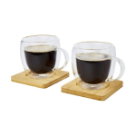 2 Kaffeegläser mit Thermofunktion und 2 Bambusuntersetzer, 250 ml farbe transparent zweite Ansicht