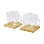 2 Kaffeegläser mit Thermofunktion und 2 Bambusuntersetzer, 250 ml farbe transparent vierte Ansicht