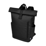 Wasserdichter Roll-Top-Rucksack für Laptop mit Logo, 15,6” farbe schwarz