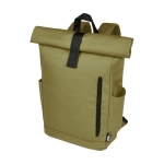 Wasserdichter Roll-Top-Rucksack für Laptop mit Logo, 15,6” farbe grün