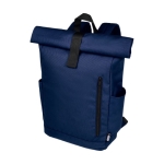 Wasserdichter Roll-Top-Rucksack für Laptop mit Logo, 15,6” farbe marineblau