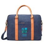 Vielseitige recycelte Laptoptasche mit Griffen und Tragegurt, 16” farbe marineblau Ansicht mit Druckbereich