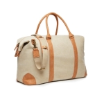 Hochwertige recycelte Canvas-Reisetasche mit Riemen mit Logo farbe beige zweite Ansicht