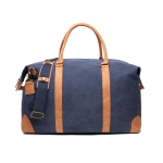 Hochwertige recycelte Canvas-Reisetasche mit Riemen mit Logo farbe marineblau