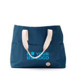 Strandtasche aus recyceltem Material als hochwertiges Merchandising farbe blau Ansicht mit Druckbereich