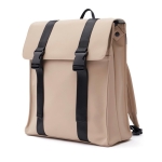 Trendiger Reiserucksack aus wasserabweisendem veganem Leder farbe beige dritte Ansicht