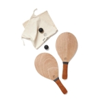 Beach-Tennisspiel aus Pappelholz mit Griffen aus veganem Leder farbe holzton